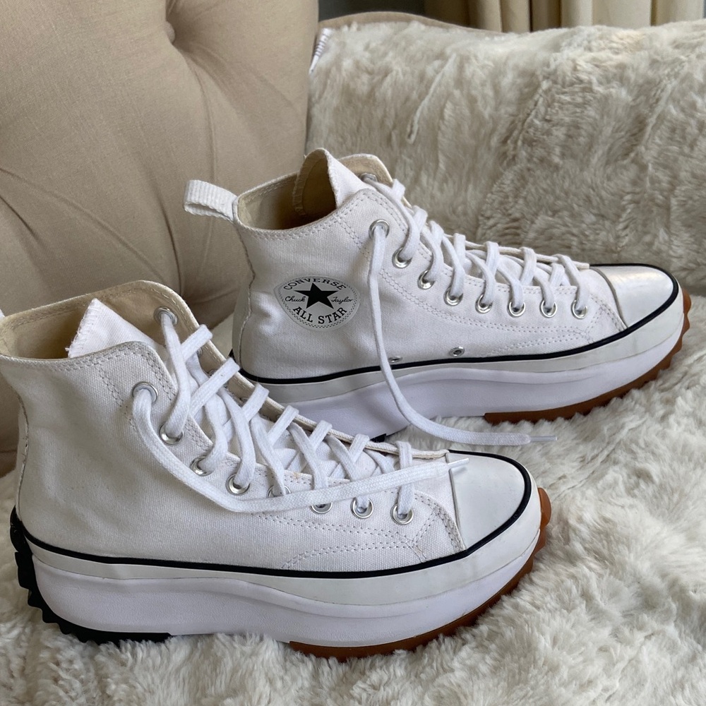 Converse White High-Top Platform Chuck Taylor Sneakers with Gum Outsole - Picture 5 of 11